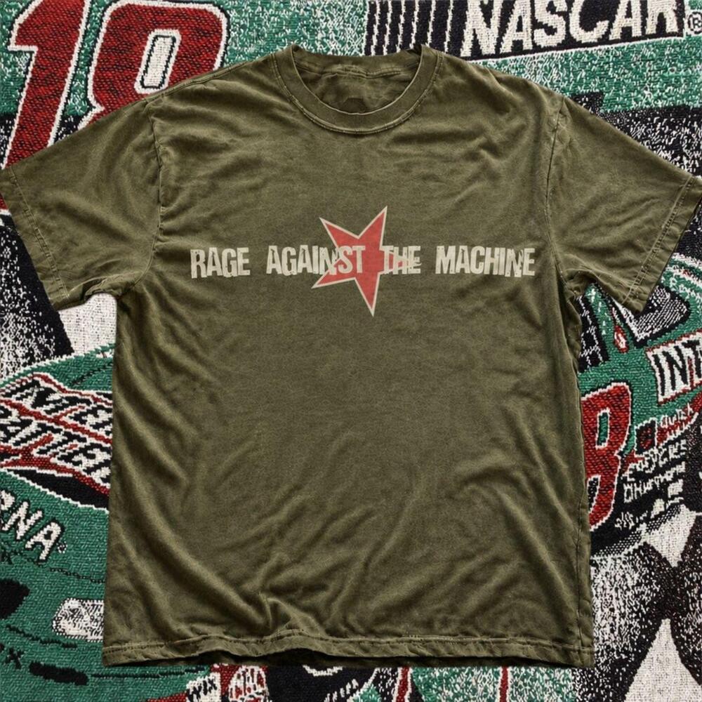 Rage Against The Machine Star Graphic Tee Military Green Unisex Shirt